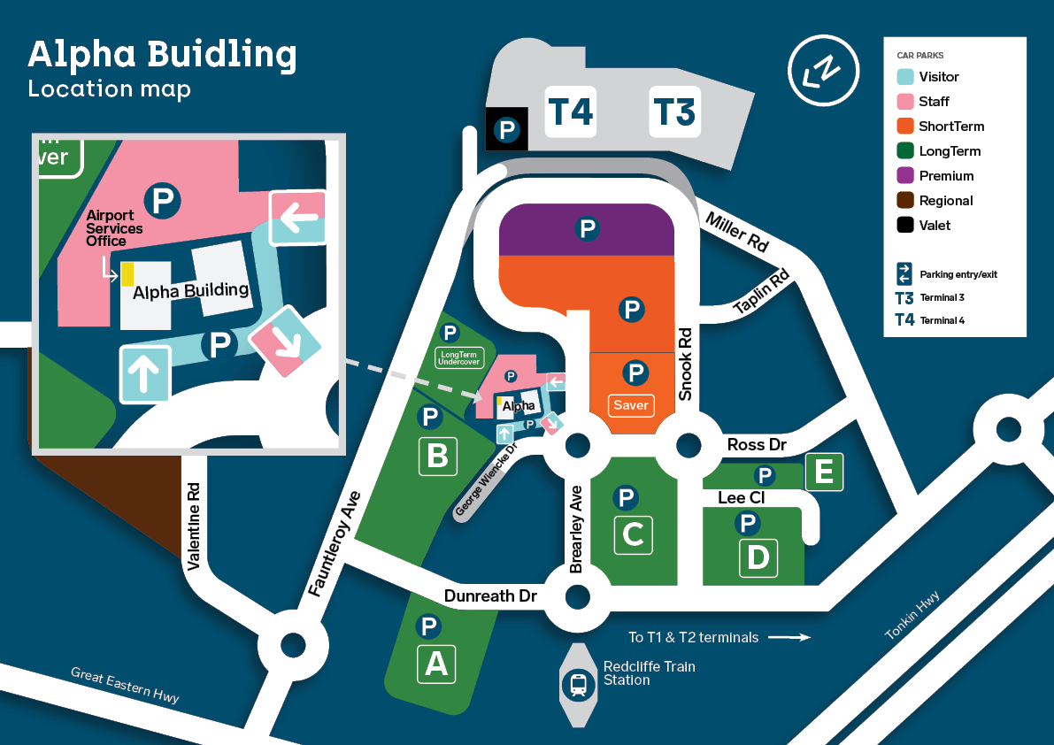 Perth Airport map for Airport Services Office